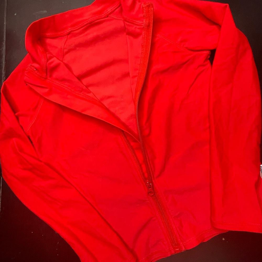 Swimzip Rash Guard UPF 50 Vibrant Red Zip-Up Jacket - Picture 3 of 6